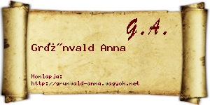 Grünvald Anna névjegykártya